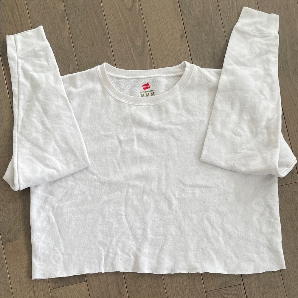 Hanes Soft Sweats Cropped Sweatshirt - Size Medium - Cotton